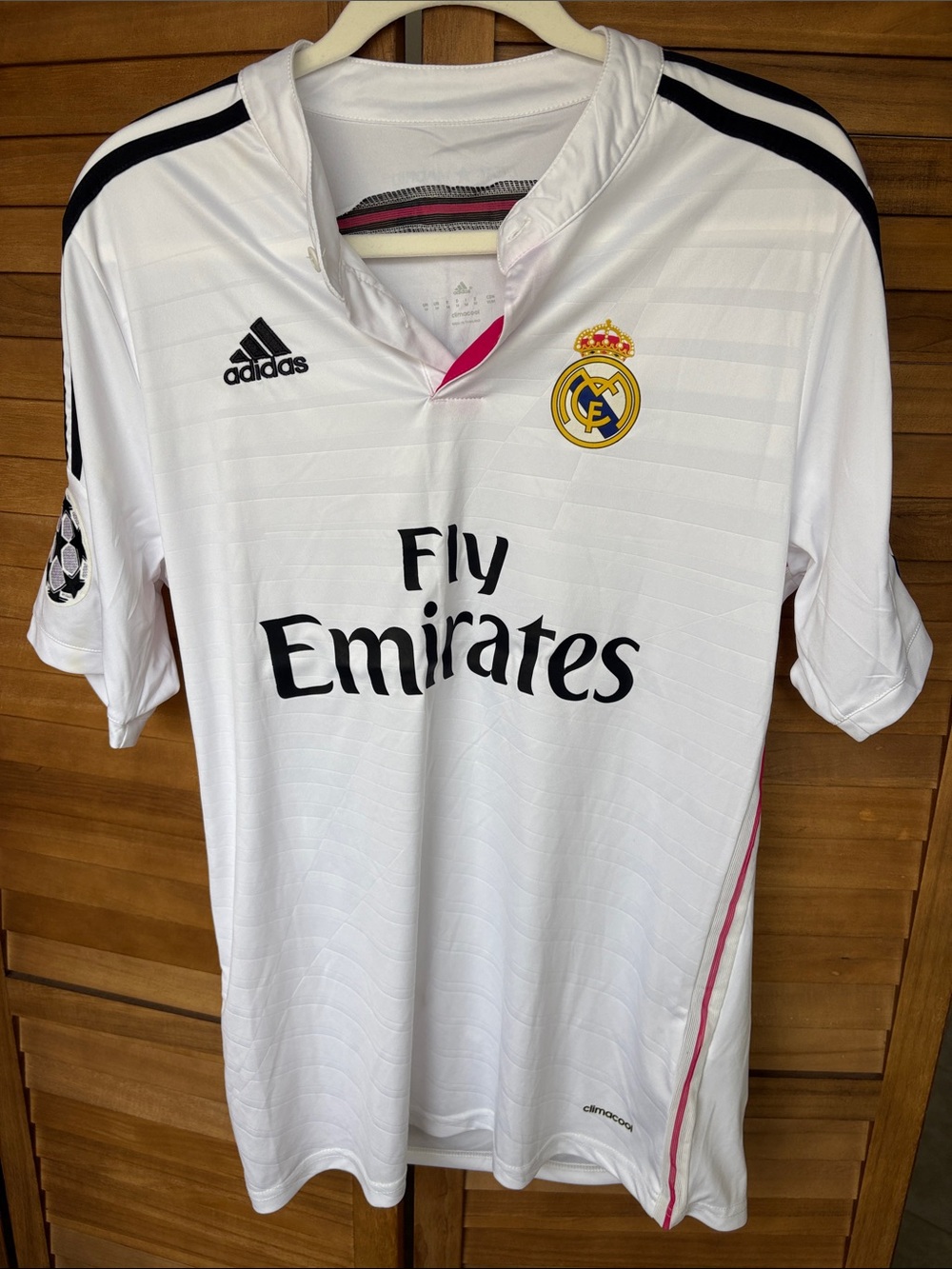 adidas Real Madrid White Home Jersey with Black & Pink Details James Rodriguez